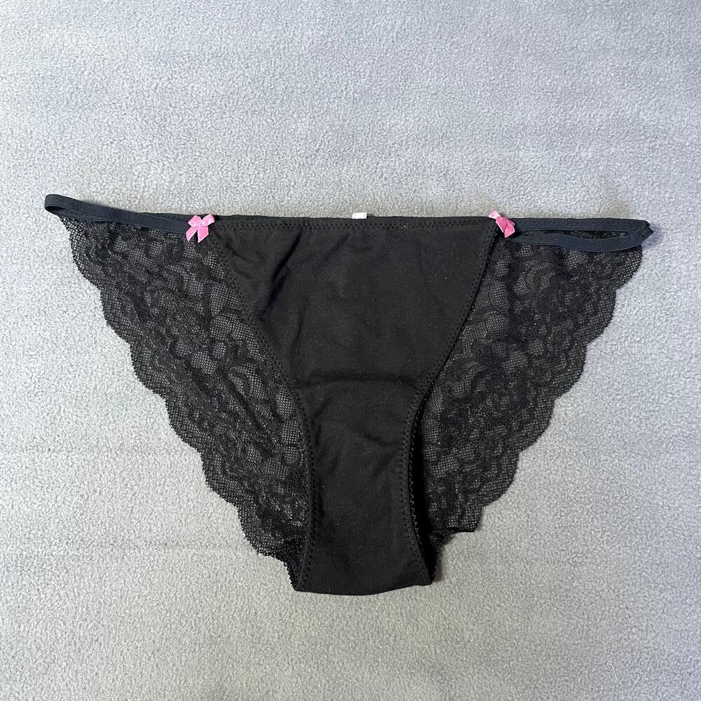 Victoria's Secret PINK 2011 Lace Back Low Rise String Bikini Black Womens Medium